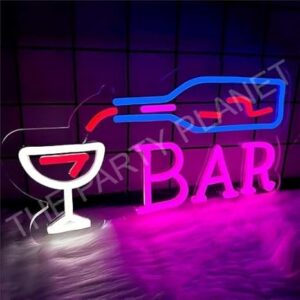 THE PARTY PLANET Neon Bar Signs, LED Barr Lights Neonn Sign for Man Cave Decor Cocktail(Pink)