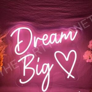 THE PARTY PLANET Dream Big Heart Neon Sign LED Party Neon Light Nursery Home Wall Art