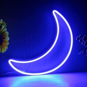 Wall Mitra Moon Neon Sign/Light (6x12 inches Length) Indoor Neon LED Light
